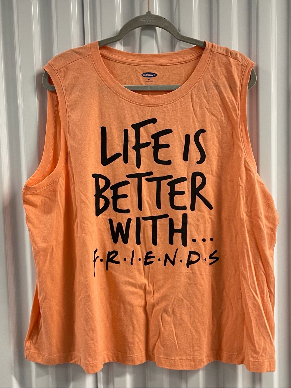 Old Navy Women's Orange Graphic Tank Top - Life Is Better With..Friends Size XXL